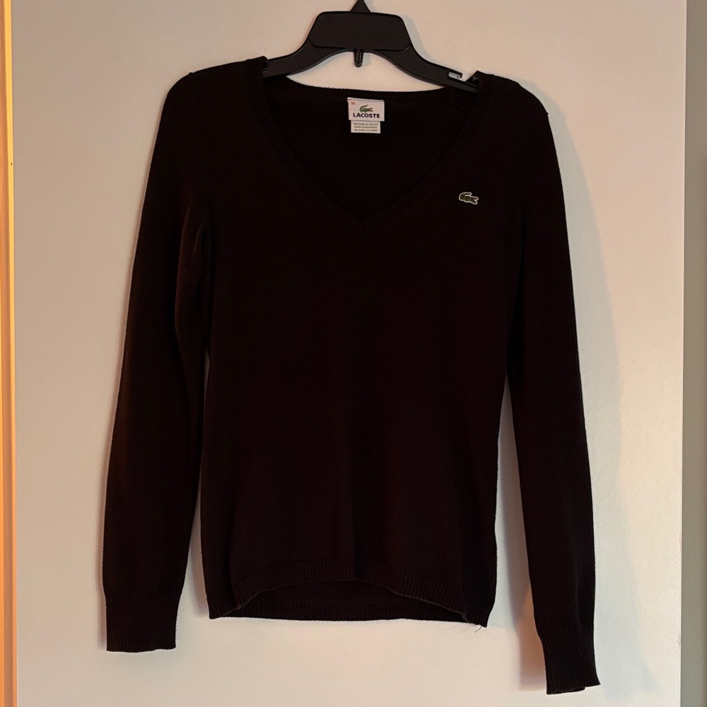Lacoste Black V-Neck Sweater